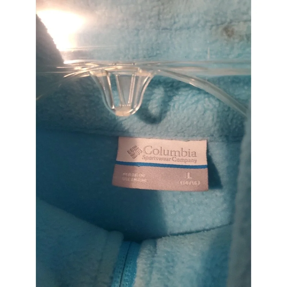 Girls Columbia size L 14/16 Blue zip up Fleece Jacket Zip Pockets EUC